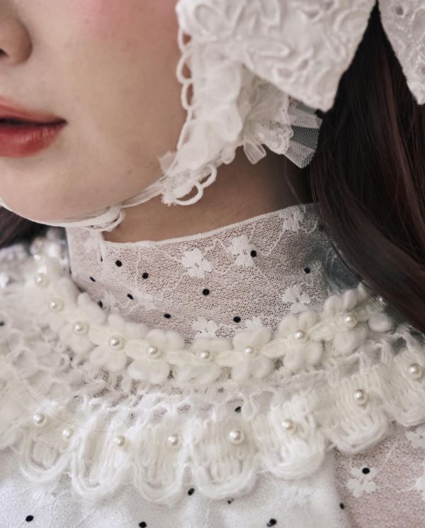 點點浪花上衣-白色圓領/高領（現貨） 