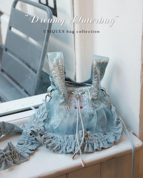 皮革水滴包-水藍色（現貨） 