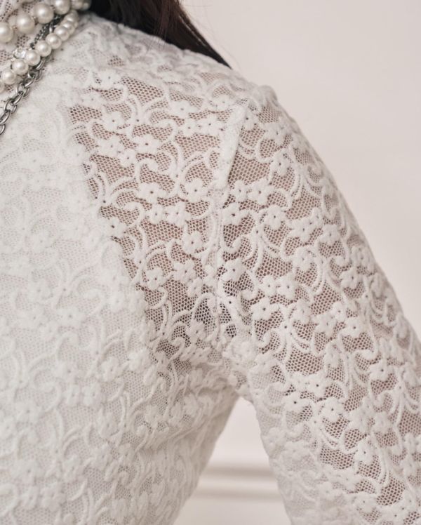 提花造型絨內搭-白色（現貨） 