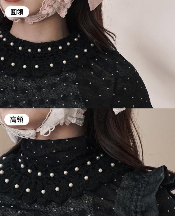 點點浪花上衣-黑色圓領/高領（現貨） 