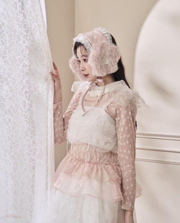 泡泡抽繩蝴蝶結背心-白色（現貨） 