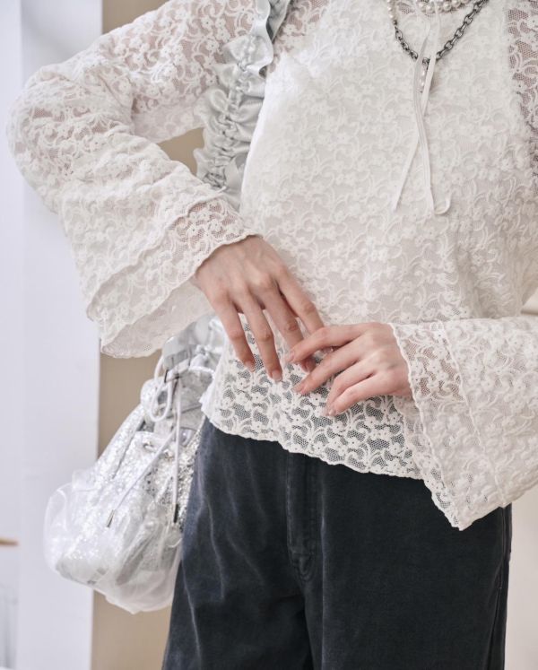 提花造型絨內搭-白色（現貨） 