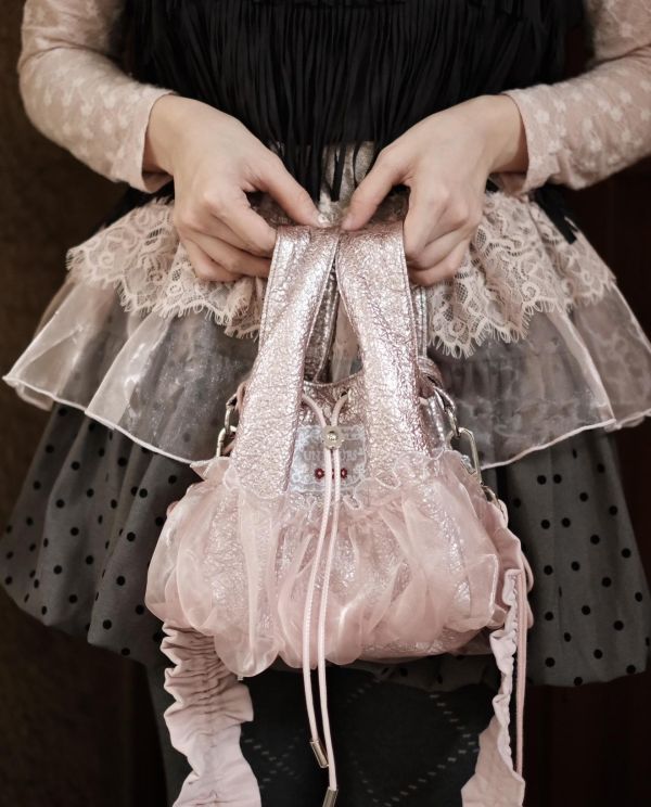 皮革水滴包-豆沙粉色（現貨） 