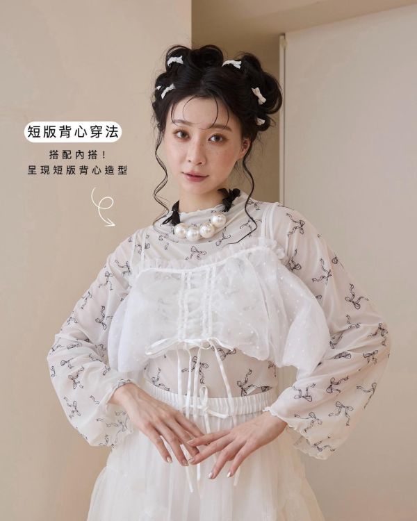 蝴蝶結公主罩衫－白點點款 