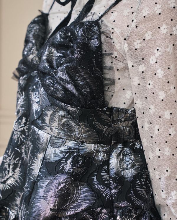 設計款提花2way吊帶洋裝-黑色（現貨） 