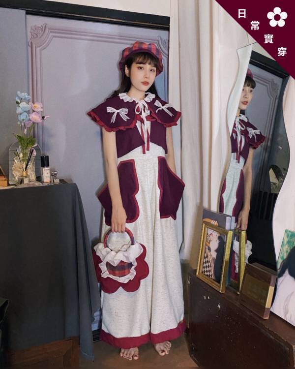 花弧莓果褲裝 