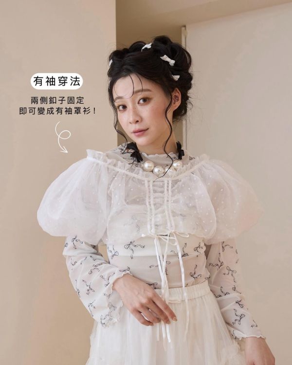 蝴蝶結公主罩衫－白點點款 