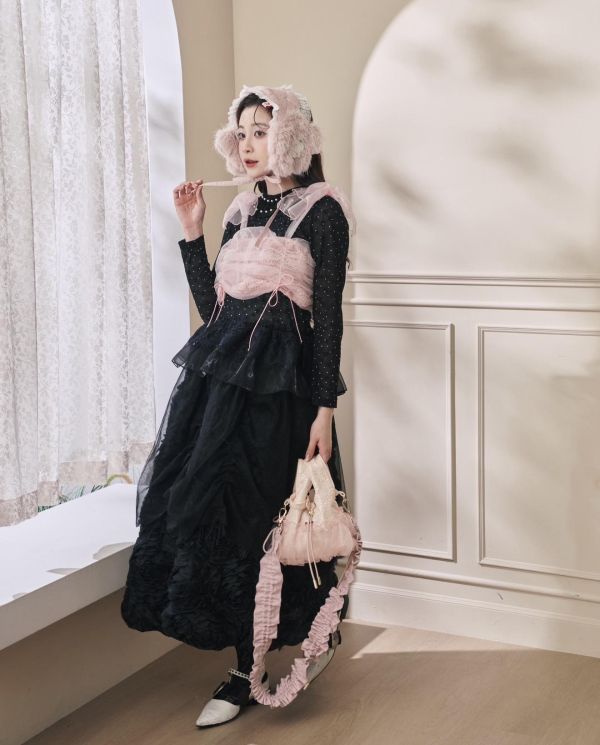 泡泡抽繩蝴蝶結背心-粉色（現貨） 