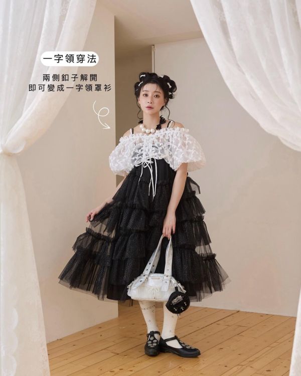 蝴蝶結公主罩衫－白玫瑰款 