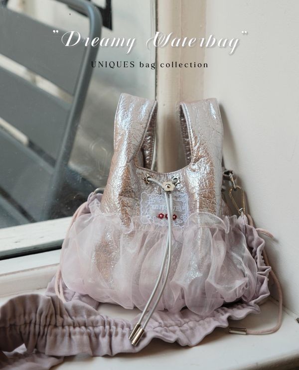 皮革水滴包-藕粉色（現貨） 