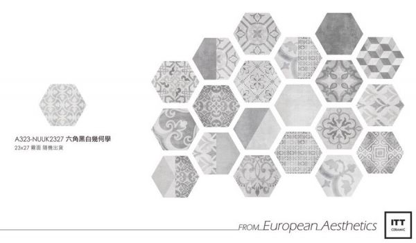 六角 NUUK 黑白幾何 六角 黑白 幾何 西班牙 進口磁磚 霧面 石英磚 地磚 壁磚 花磚 浴室 簡約 極簡 玄關 混搭