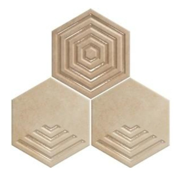 m&m 六角磚 品名：m&m   六角磚

規格：19.8 x 22.8x1cm        97片/坪    24片/箱

顏色:﻿ 米黃、灰、可可、黑

產地：西班牙

材質：石英