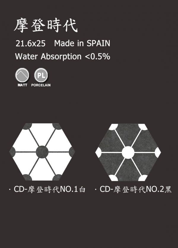 六角 摩登時代 六角磚 現代風 現代主義 西班牙 進口磁磚 霧面 石英磚 地磚 壁磚 極簡 混搭 白磚