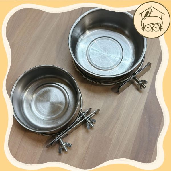 不鏽鋼寬口食盆｜鸚鵡小木屋 