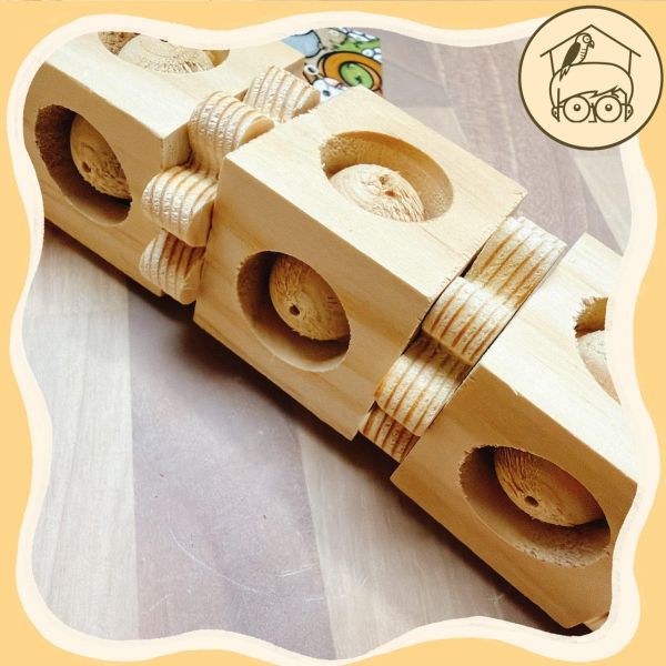 松木方塊酥啃咬玩具串【鸚鵡小木屋】 