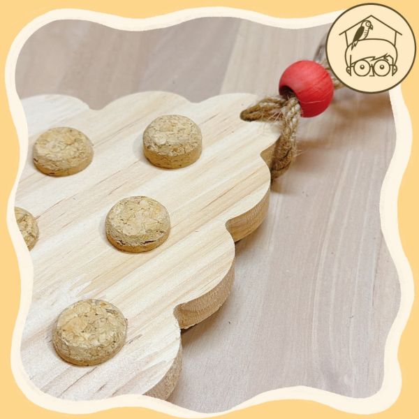 軟木塞啃咬小樹玩具串【鸚鵡小木屋】 