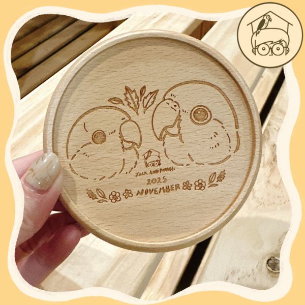 天然櫸木杯墊 無上漆手抓啃咬玩具 | 和尚、凱克 | 獨家設計 | 鸚鵡小木屋 