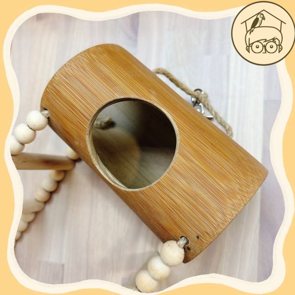 台灣手作蘋果樹系列｜天然竹筒洞洞鞦韆【鸚鵡小木屋】 