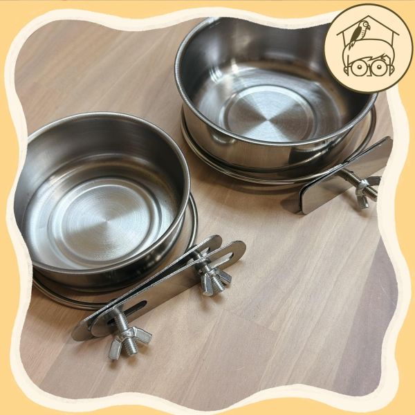 不鏽鋼寬口食盆｜鸚鵡小木屋 