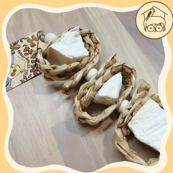 三顆甜甜圈墨魚骨、木芒果果實串【鸚鵡小木屋】 