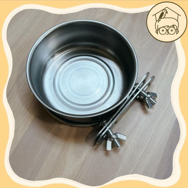 不鏽鋼寬口食盆｜鸚鵡小木屋 