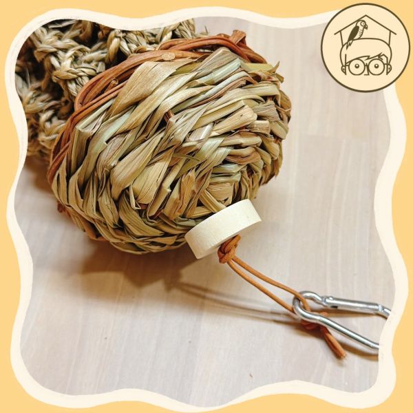 草編竹筒啃咬串【鸚鵡小木屋】 