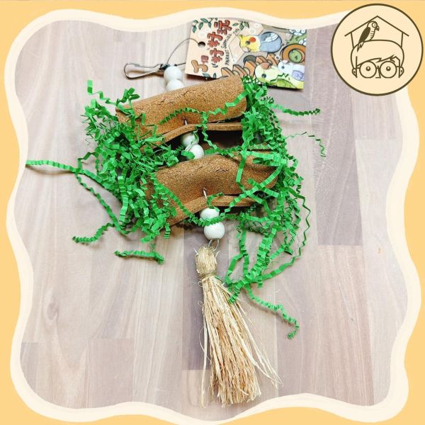 軟木塞紙絲蛋捲玩具啃咬串【鸚鵡小木屋】 