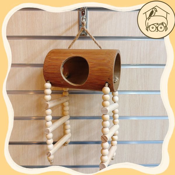 台灣手作蘋果樹系列｜天然竹筒洞洞鞦韆【鸚鵡小木屋】 