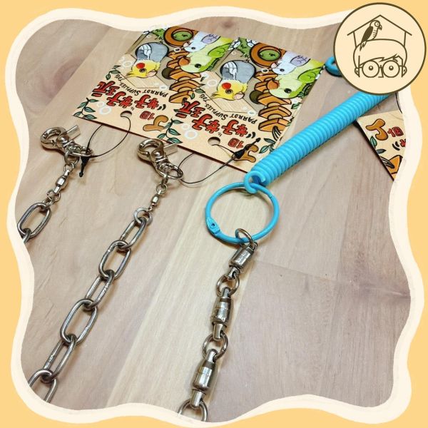 防逃脫不鏽鋼外出繩｜不鏽鋼材質超堅固！小型、中型、大型鸚鵡適用【鸚鵡小木屋】 