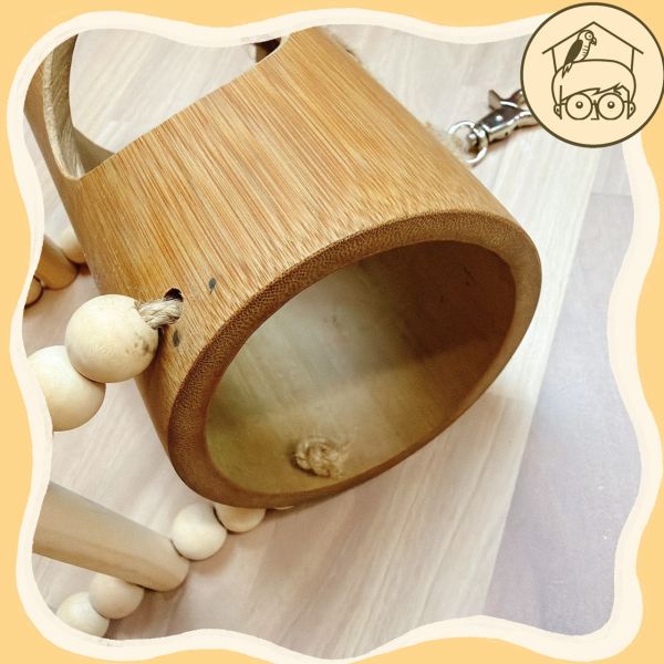 台灣手作蘋果樹系列｜天然竹筒洞洞鞦韆【鸚鵡小木屋】 