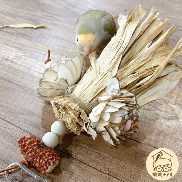 玉米葉精緻木琁花｜中小型鸚鵡啃咬玩具【鸚鵡小木屋】 