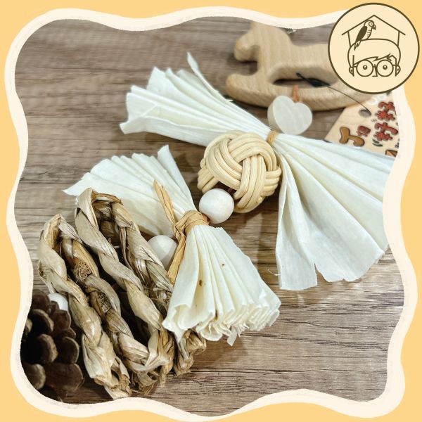 可愛木馬禮物玉米葉通草編織啃咬串｜鸚鵡小木屋 