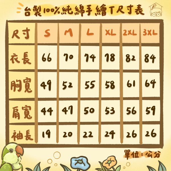 春夏新品-台製100%純棉水墨畫鸚鵡T恤【鸚鵡小木屋】 