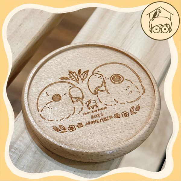 天然櫸木杯墊 無上漆手抓啃咬玩具 | 和尚、凱克 | 獨家設計 | 鸚鵡小木屋 