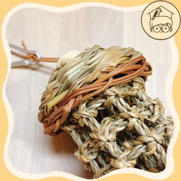 草編竹筒啃咬串【鸚鵡小木屋】 