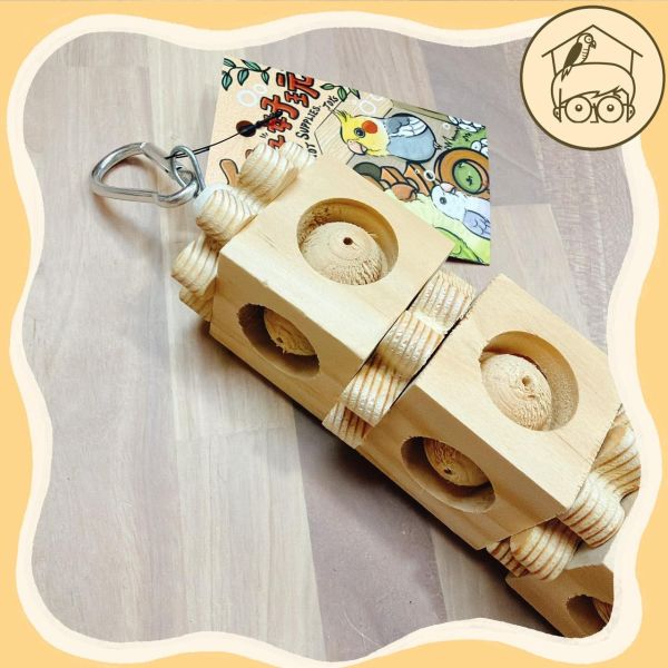 松木方塊酥啃咬玩具串【鸚鵡小木屋】 