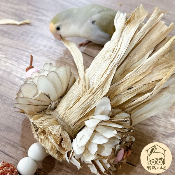 玉米葉精緻木琁花｜中小型鸚鵡啃咬玩具【鸚鵡小木屋】 