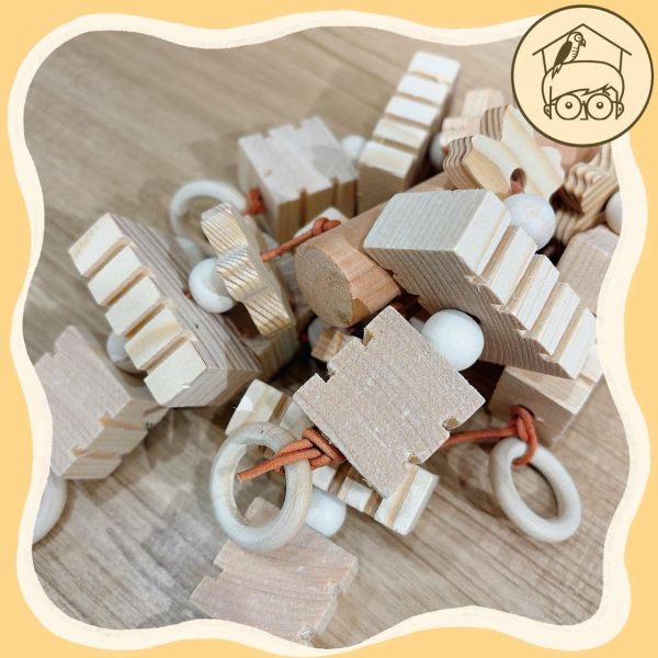 木塊派對！圈圈小花~中大型超愛木塊串【鸚鵡小木屋】 