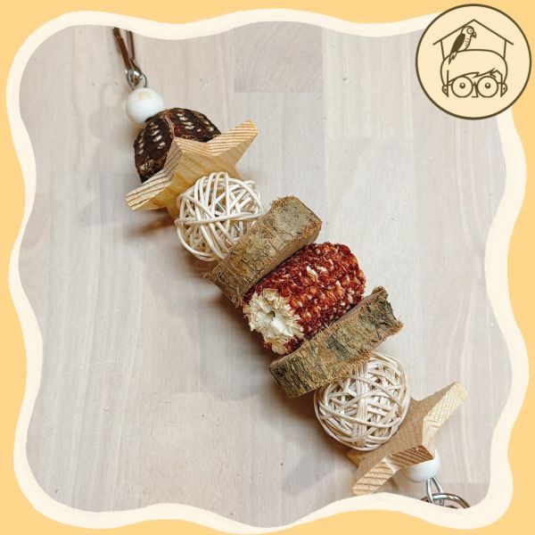 小鳥愛不釋手繽紛果實啃咬串【鸚鵡小木屋】 