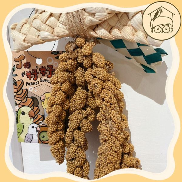 台製｜手作｜穗稻夏舞串｜鳥寶最愛小點心玩具【鸚鵡小木屋】 