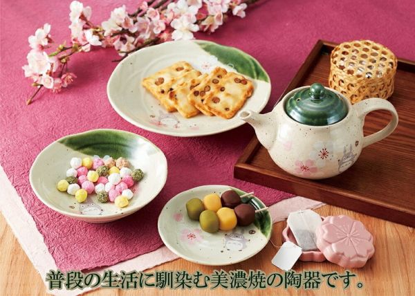 『日本製』龍貓 美濃燒瓷盤M-和風櫻花