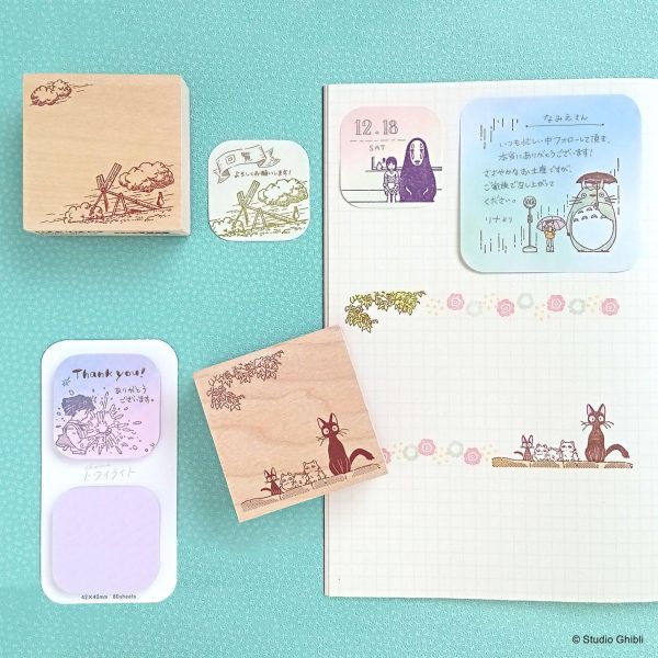 宮崎駿 魔女宅急便 橡皮印章～吉吉與孩子 