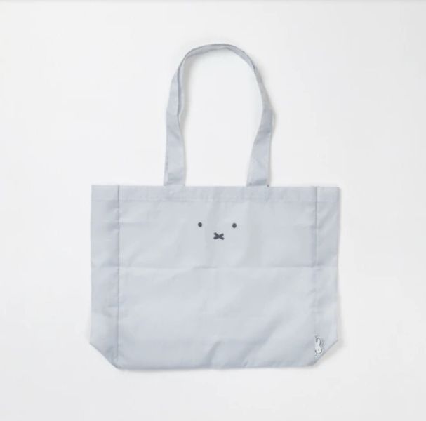 Miffy 米菲兔 大臉折疊收納購物袋-灰 