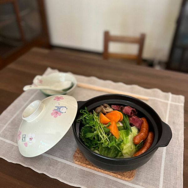 龍貓 美濃燒土鍋6號-和風櫻花