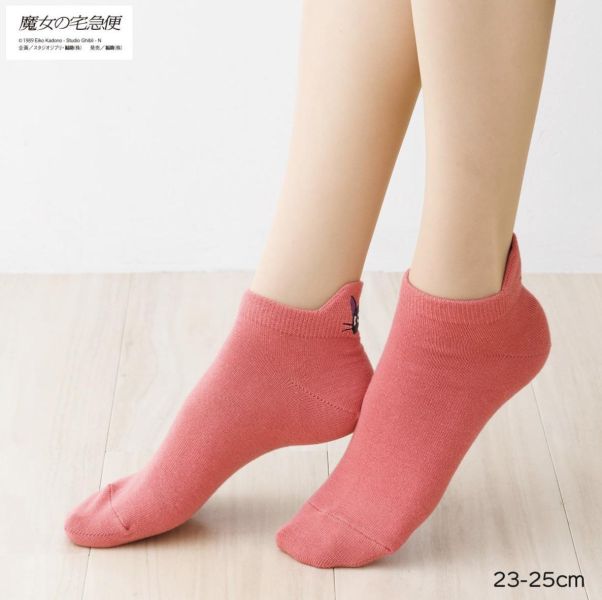 宮崎駿 魔女宅急便 素色系列 短襪/船型襪～粉色/吉吉 