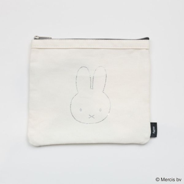 MIFFY米菲兔 帆布材質燙水鑽 收納包/化妝包 