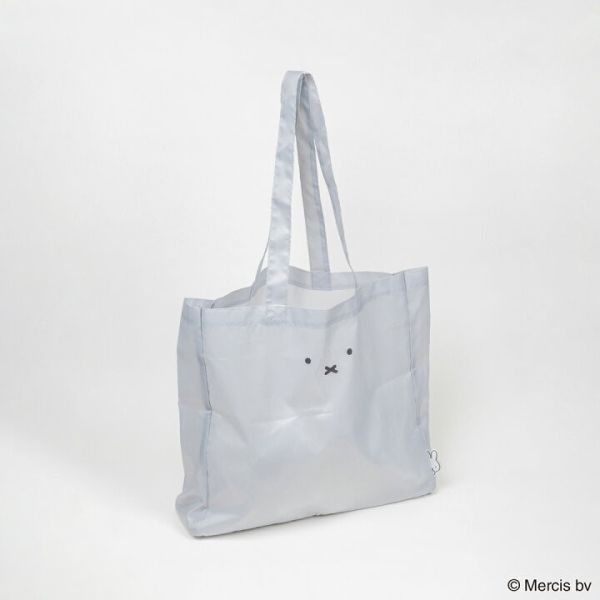 Miffy 米菲兔 大臉折疊收納購物袋-灰 