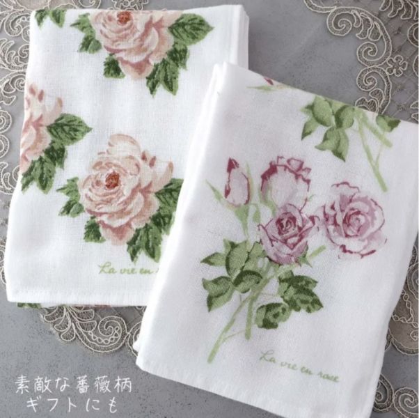 『日本製』玫瑰/薔薇系列 四層紗 長毛巾/紗布毛巾 台南好玩.日本商品.日本正版.日本代購.日本雜貨.龍貓娃娃.宮崎駿周邊商品.魔女宅急便.神隱少女.無臉男.霍爾移動城堡.波妞.史努比.角落生物.拼圖.Peko牛奶妹.迪士尼