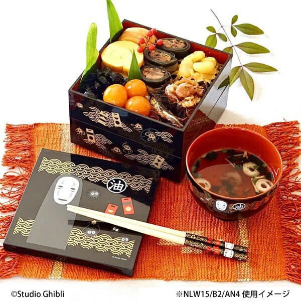 『日本製』宮崎駿 神隱少女-無臉男 漆器2層構造 便當盒 