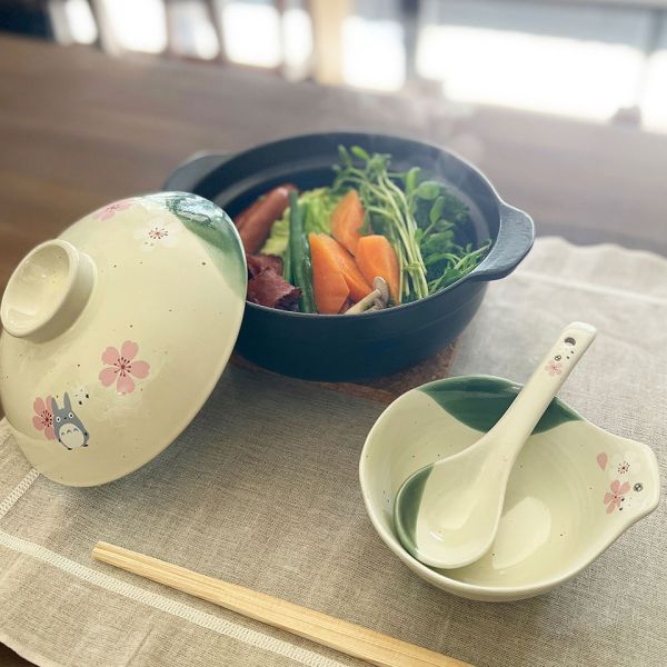 龍貓 美濃燒土鍋6號-和風櫻花